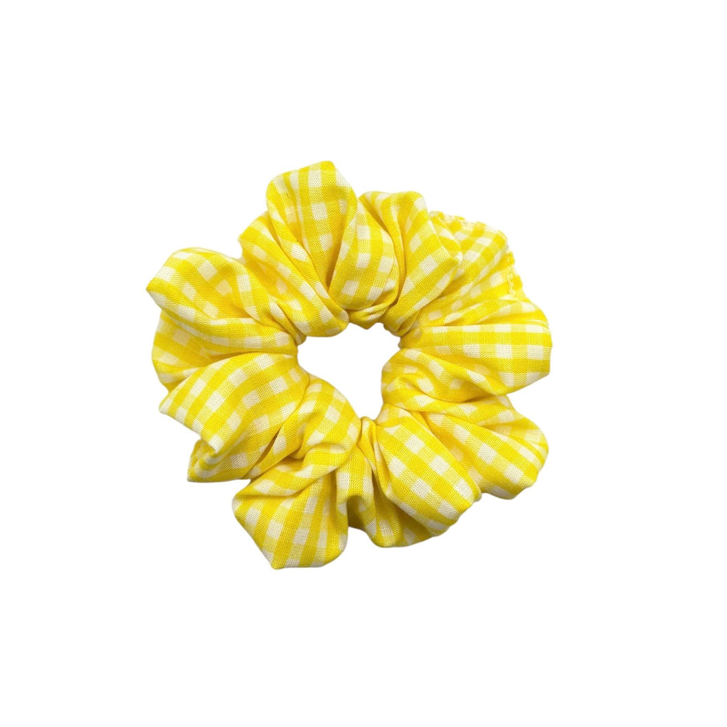 Yellow Gingham Hair Scrunchie - Hair Elastic- Hair Accessories