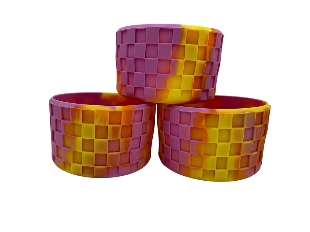 Tie Dye Checkered Textured Tumbler Boot - Silicone Boot- Tumbler Accessories