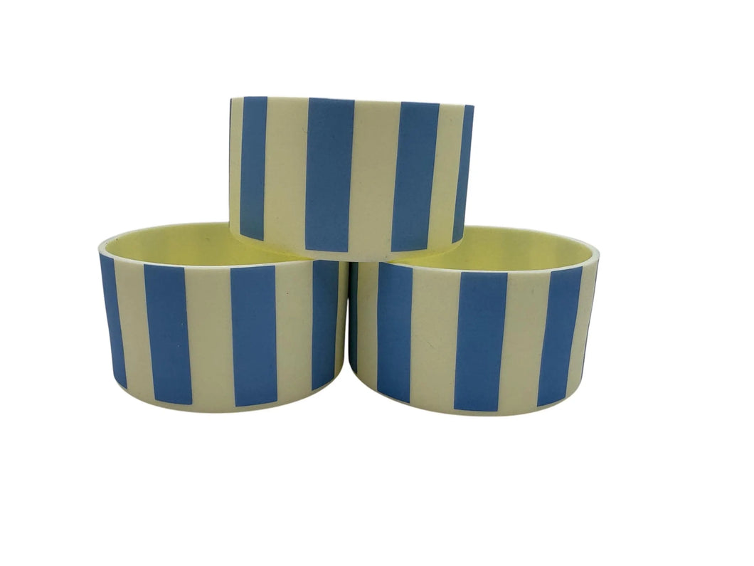 Blue Striped Tumbler Boot - Silicone Boot- Tumbler Accessories