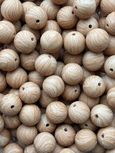 Wooden Print Silicone Beads - 15mm - 10 CT