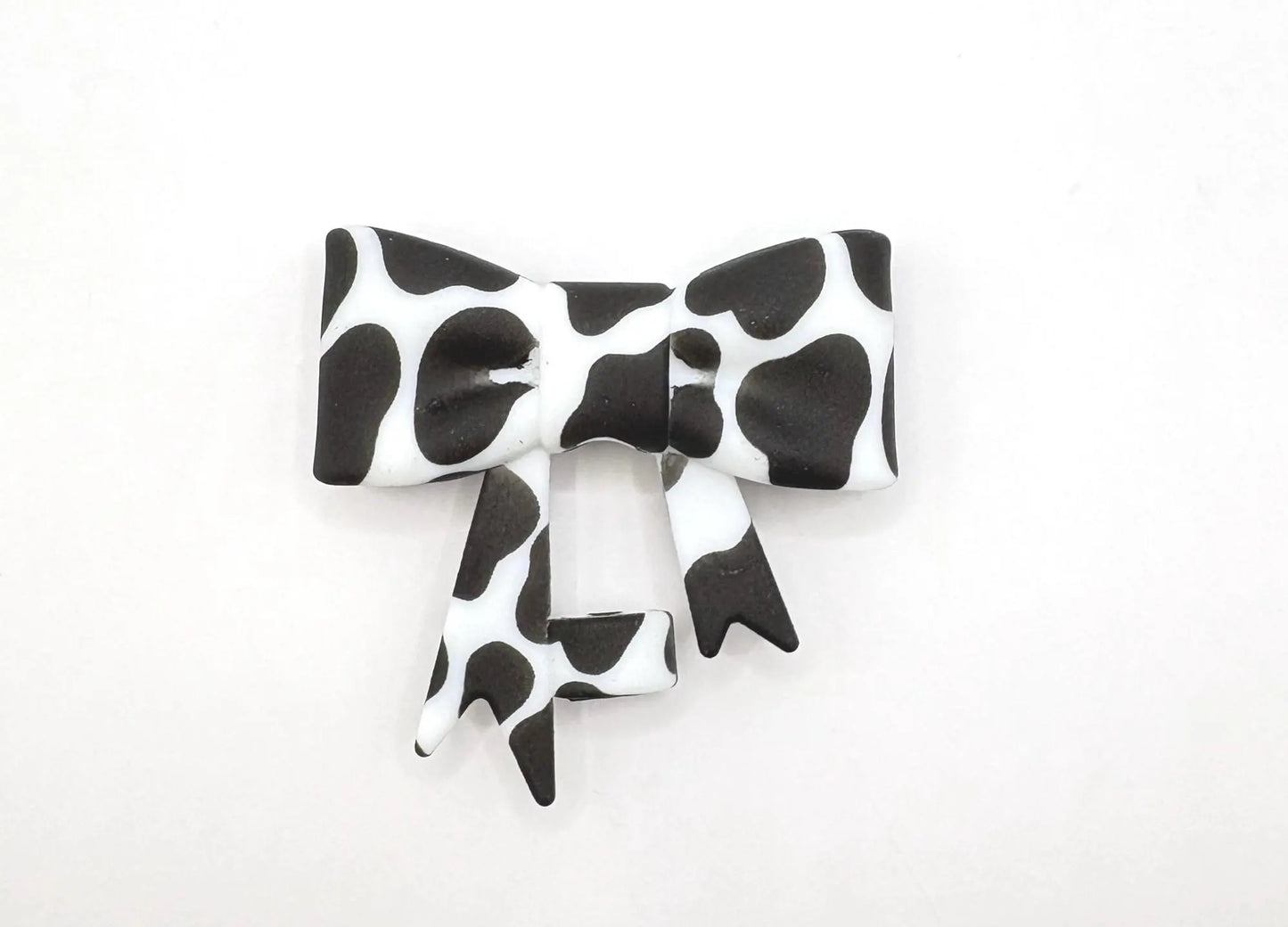 Silicone Bow Straw Topper or Focal Bead - Cow Print