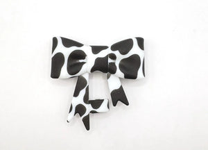 Cow Print Bow Silicone Straw Topper - Tumbler Straw Topper