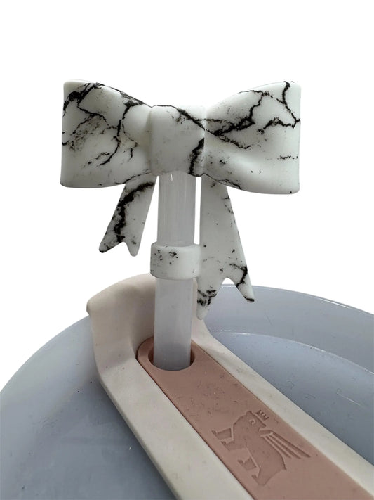 Silicone Bow Straw Topper or Focal Bead - Marble Print