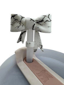 Marble Print Bow Silicone Straw Topper - Tumbler Straw Topper