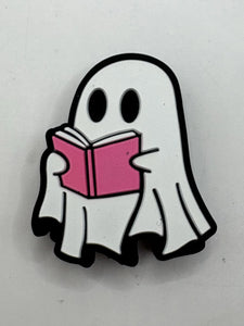 Ghost With Book Silicone Focal Bead - Halloween Focal