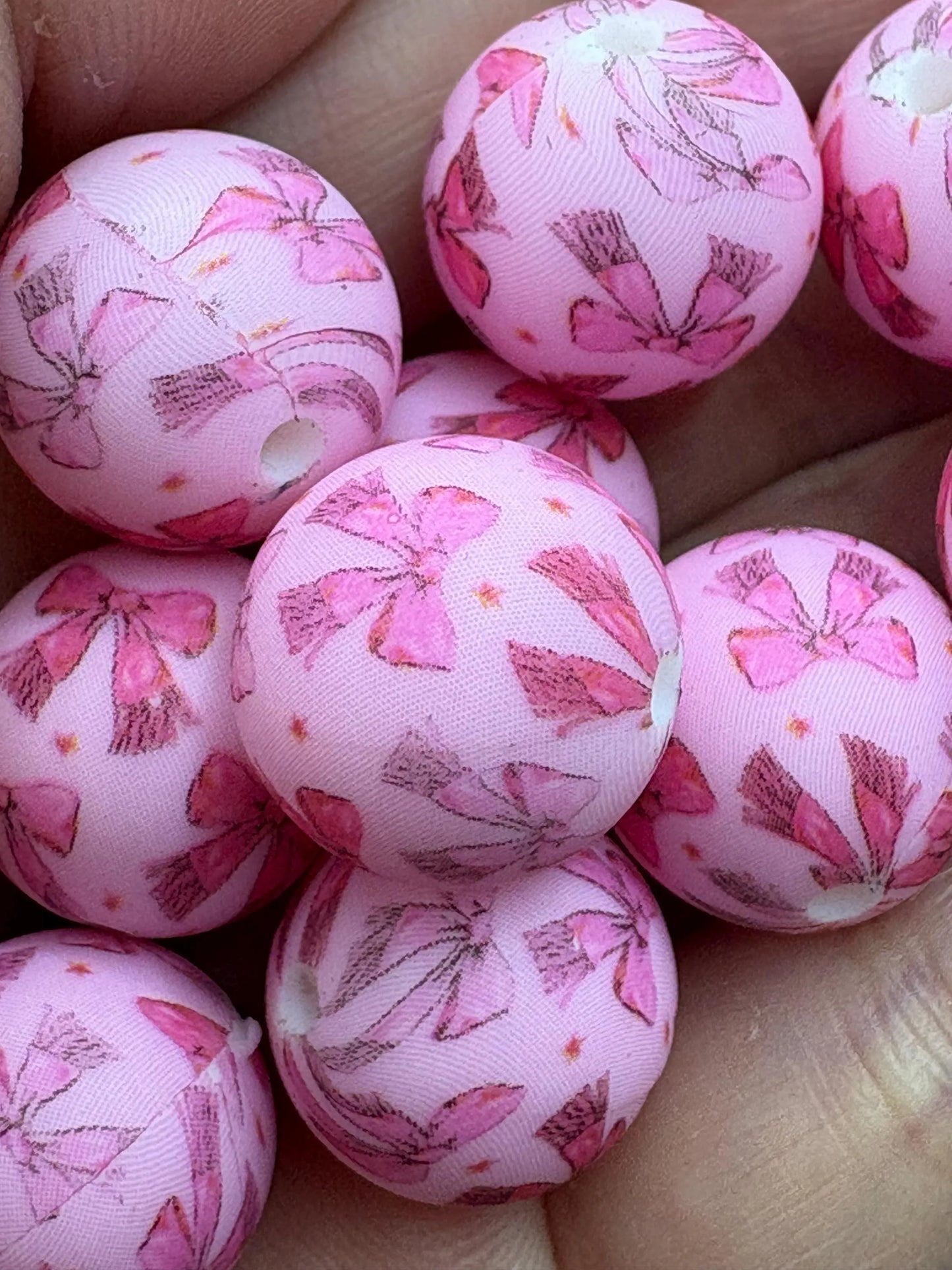 Pink Bow Silicone Beads