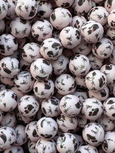 Black Cat and Bows Print Silicone Beads - 15mm - 10 CT