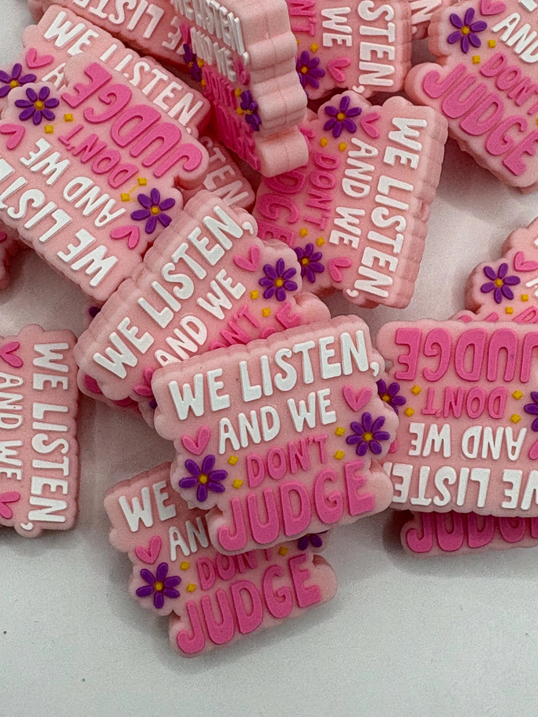We Listen and We Don’t Judge Silicone Focal Bead