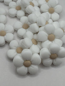 Flower Silicone Focal Bead- white