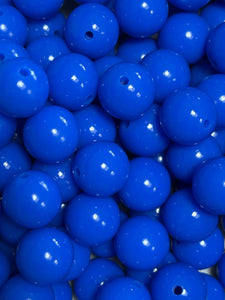 10 Shiny Silicone Beads - 15mm - Royal blue