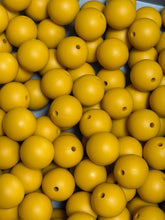 Load image into Gallery viewer, 10 Mustard Yellow  Solid Round  Silicone Beads - 15mm
