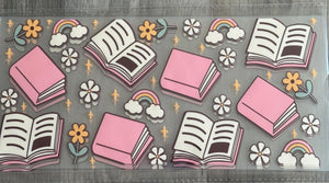 Pink Books UV DTF 16oz cup wrap - double sided - Permanent Decal - Ready to apply