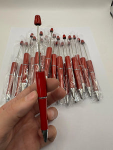Beadable Plastic Pen, Pen Blank, DIY Pen -Red