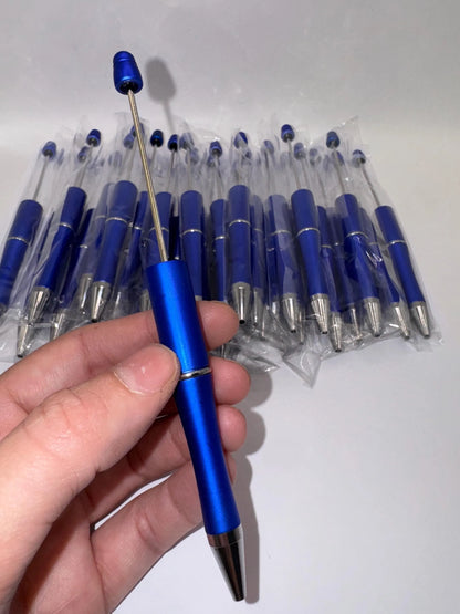 Blue Beadable Plastic Pen, DIY Pen Blank