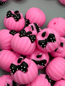 Pink Pumpkin 3D Silicone Focal Bead