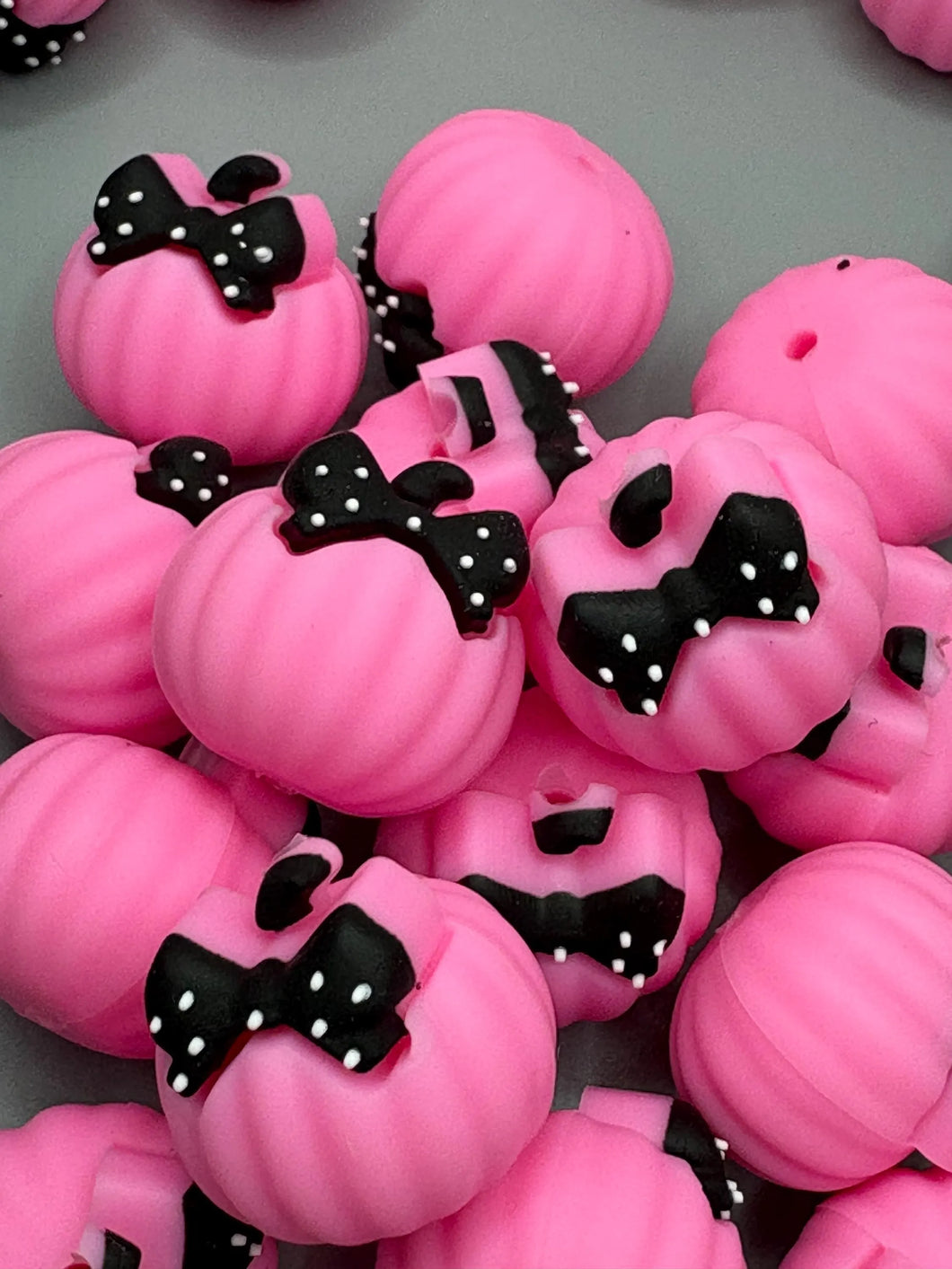 Pink Pumpkin 3D Silicone Focal Bead