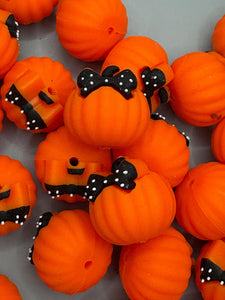 Pumpkin 3D Silicone Focal Bead