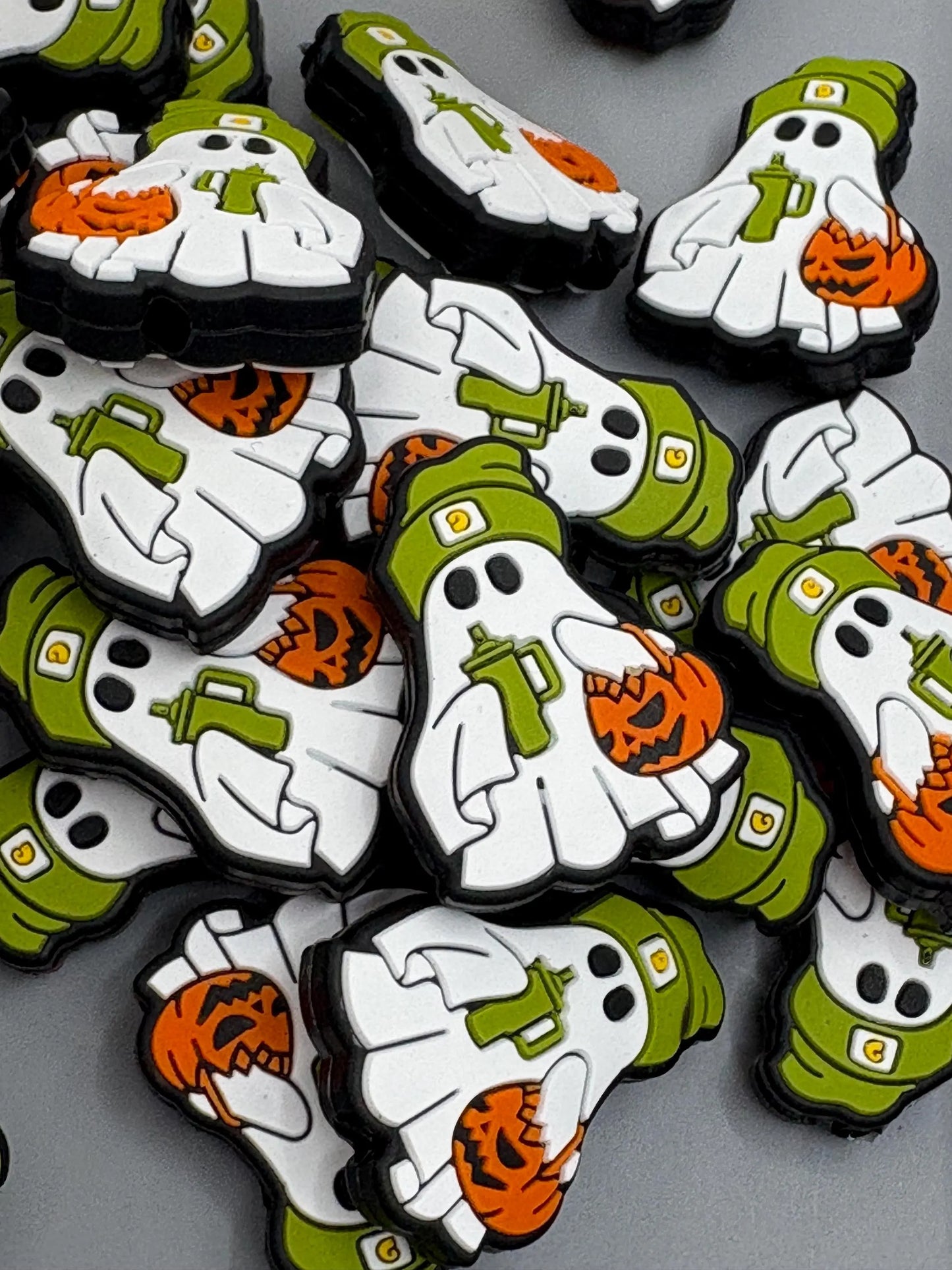 Ghost With Hat and Cup Silicone Focal Bead