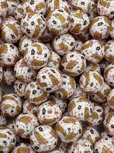 Iced Coffee Print Silicone Beads - 15mm - 10 CT