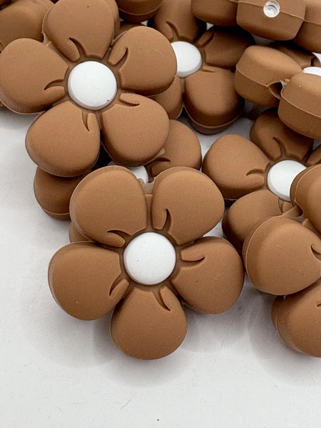 Flower Silicone Focal Bead- brown
