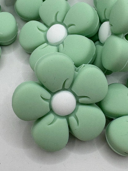 Flower Silicone Focal Bead- green
