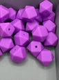 Silicone Hexagon Beads -  14mm - Purple
