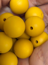 Load image into Gallery viewer, 10 Mustard Yellow  Solid Round  Silicone Beads - 15mm
