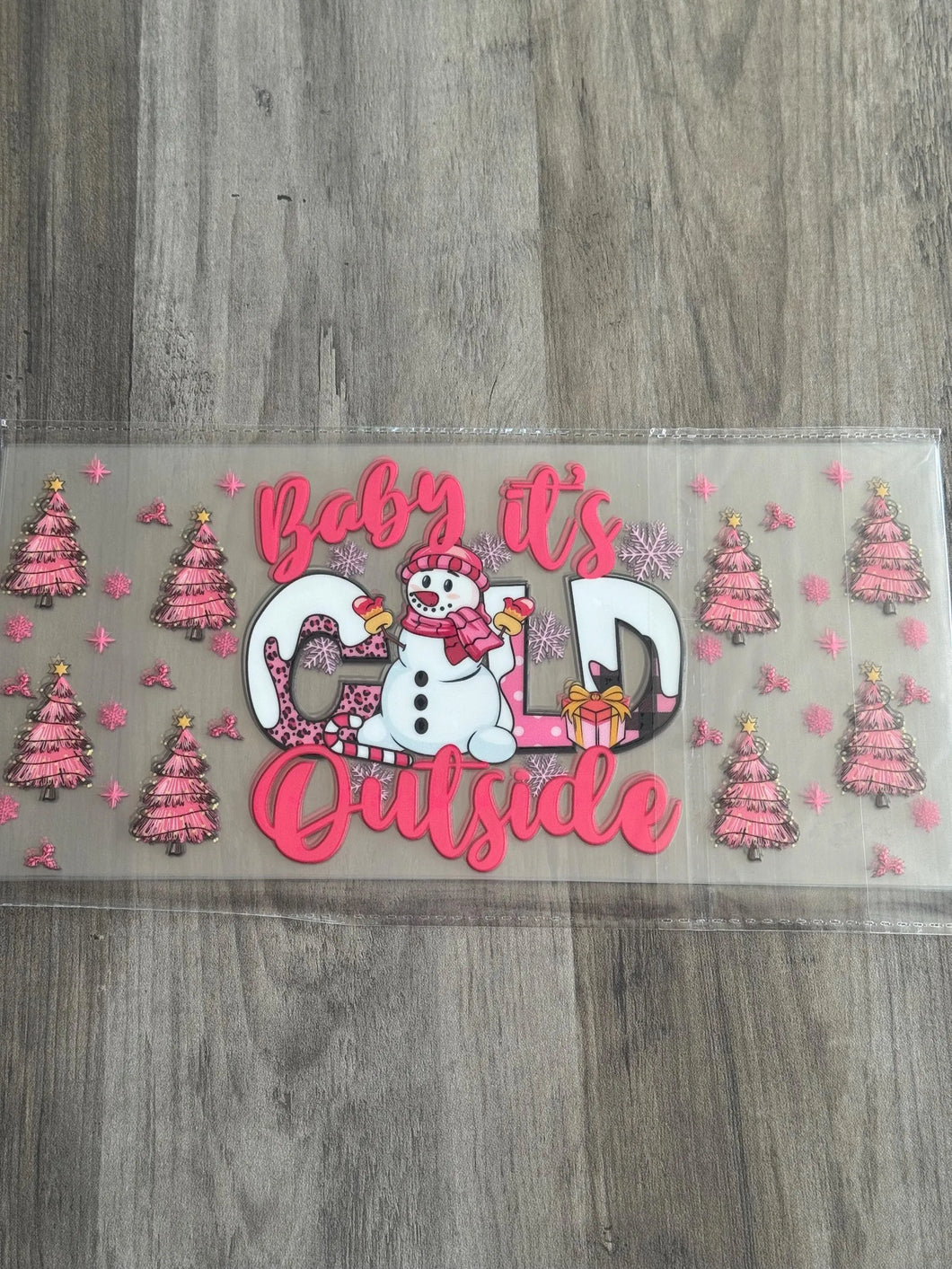 Baby It’s Cold Outside  UV DTF 16oz cup wrap - double sided - Permanent Decal - Ready to apply