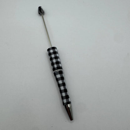 Black Plaid Beadable Plastic Pen, DIY Pen Blank
