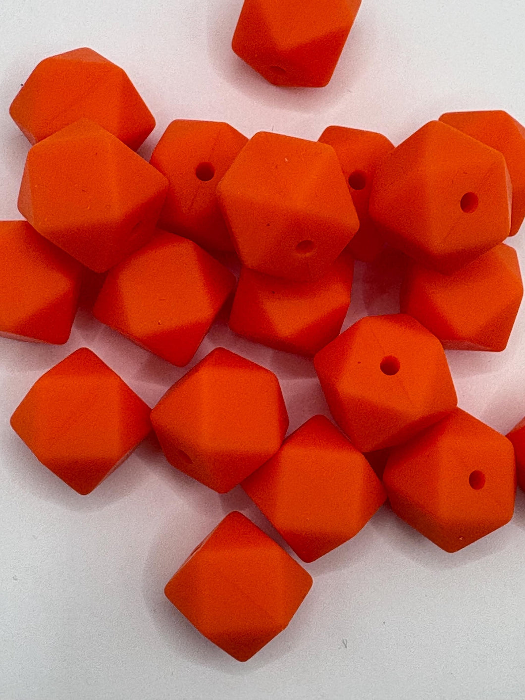 10  Silicone Hexagon Beads - 14mm - Orange