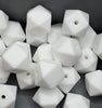 10  Silicone Hexagon Beads - 14mm - White
