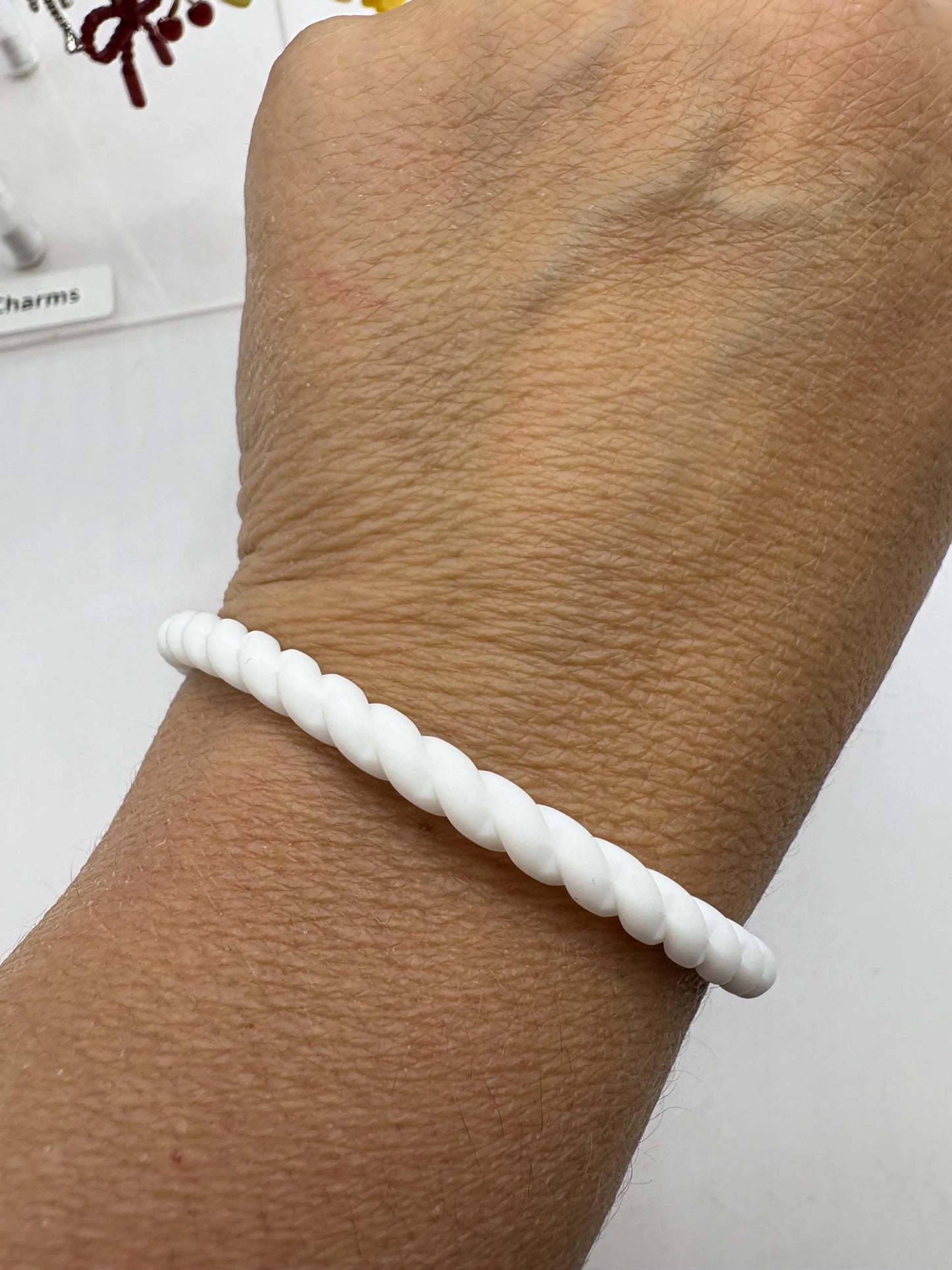 Women’s Braided Silicone Bracelet - Stackable White