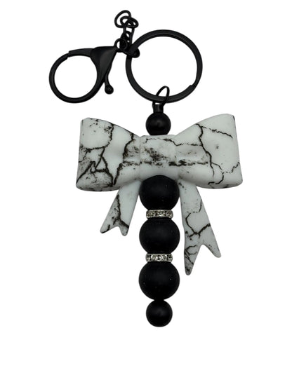 Marble Bow Keychain -Cute Purse Charm