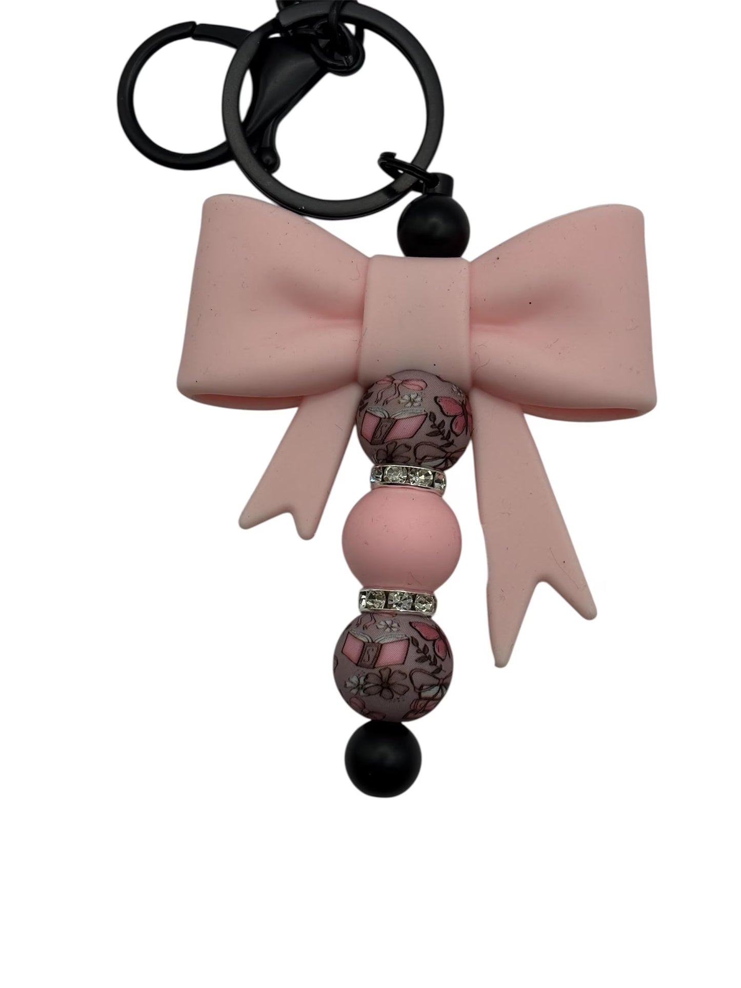Pink Books and  Bow Keychain -Cute Purse Charm