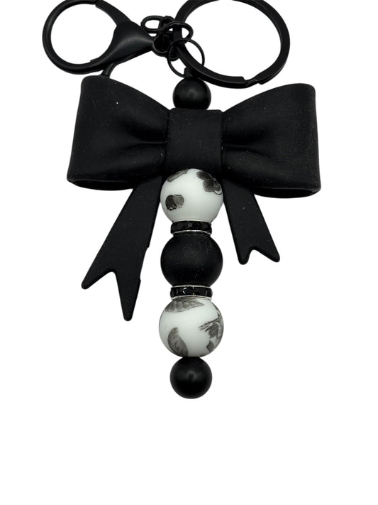 Black Bow Floral Keychain -Cute Purse Charm
