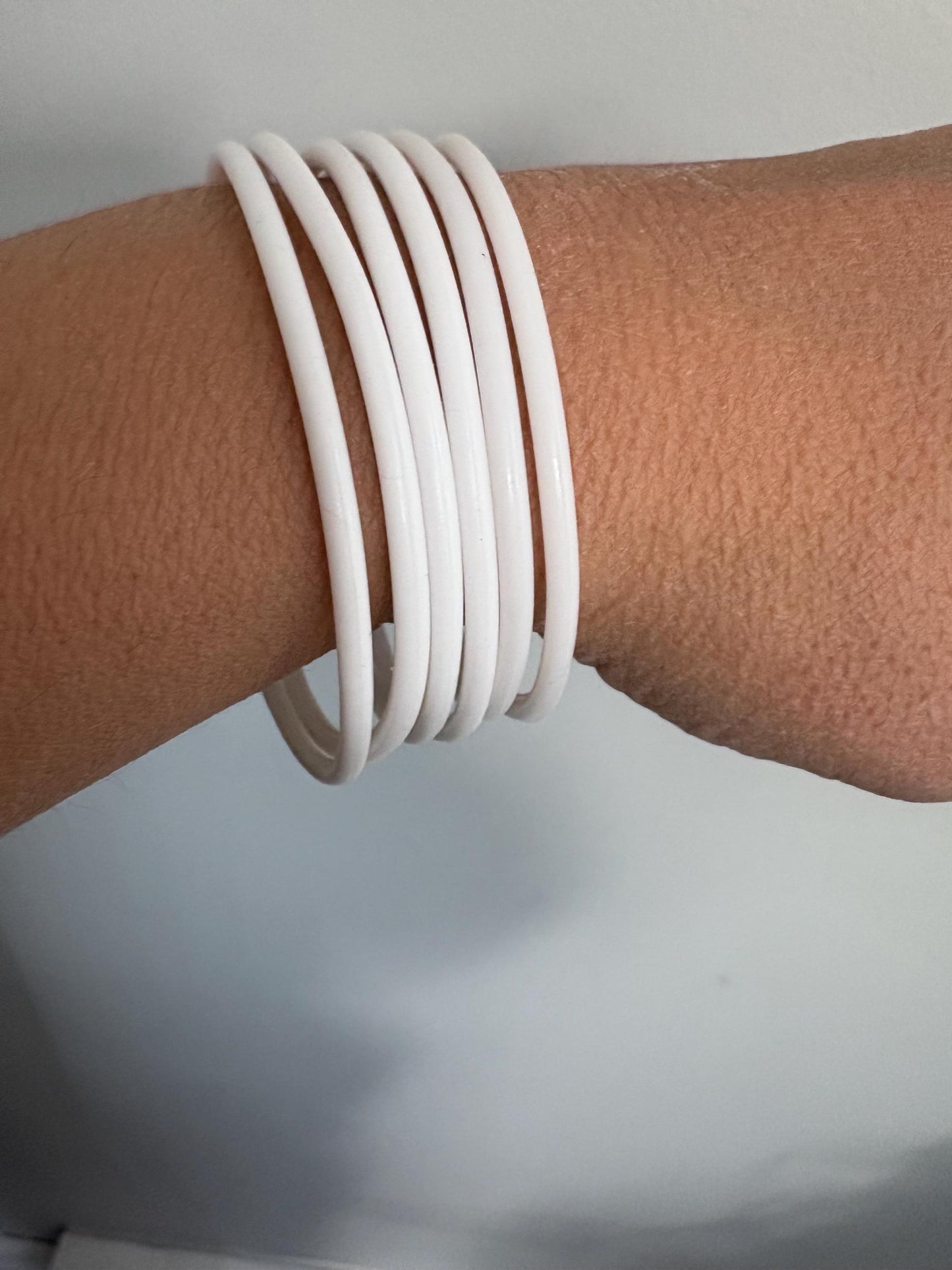 Silicone Jelly  Bracelet -White- Stackable - set of 6 - size 7"