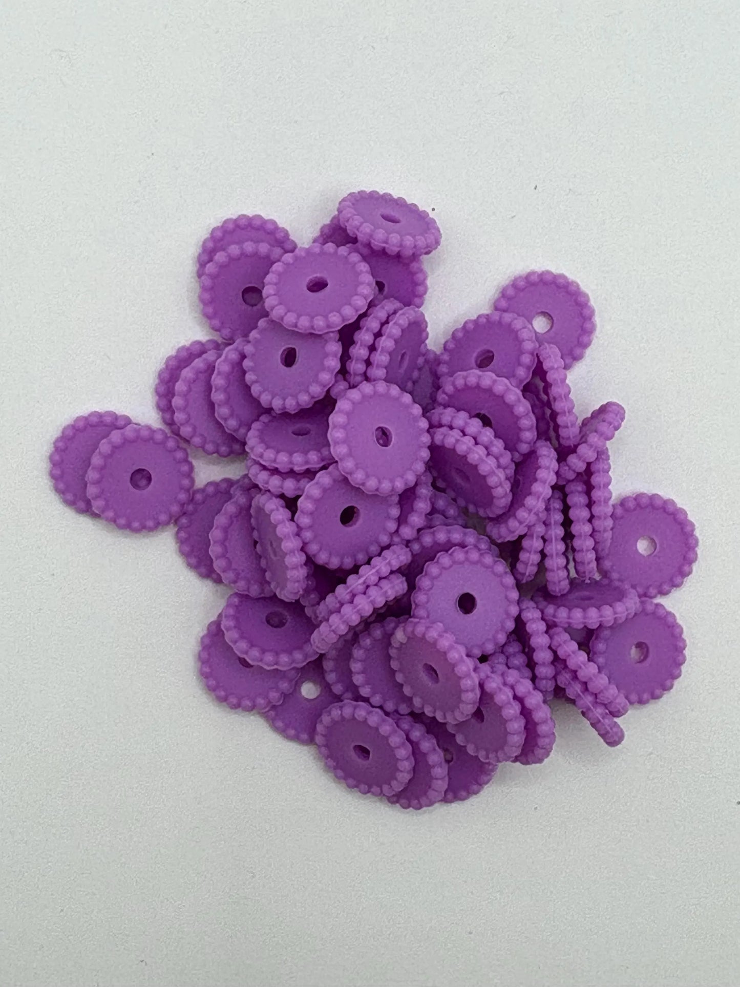 Silicone Lentil Beads -  Purple Disc