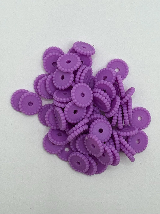 Silicone Lentil Beads -  Purple Disc