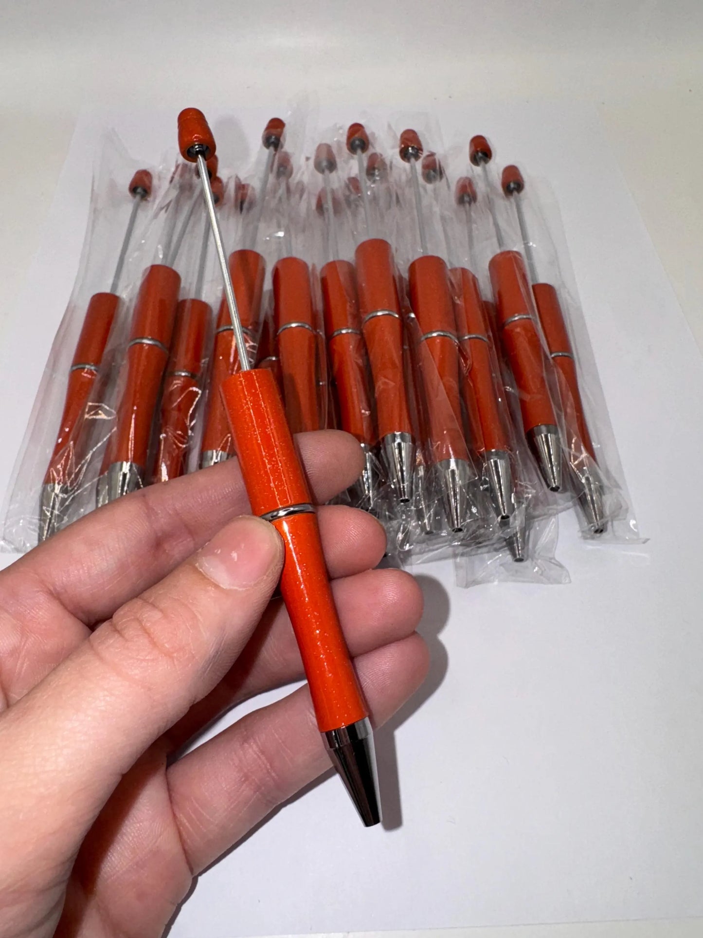 Orange Beadable Plastic Pen, DIY Pen Blank