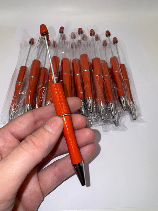 Orange Beadable Plastic Pen, DIY Pen Blank