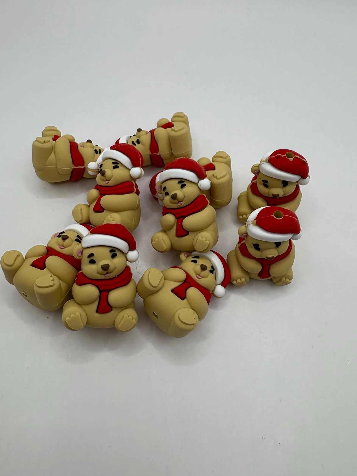 Santa Bear 3D Silicone Focal Bead