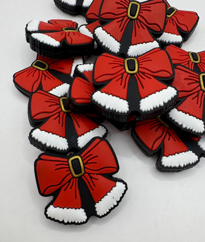 Santa Bow Silicone Focal Bead
