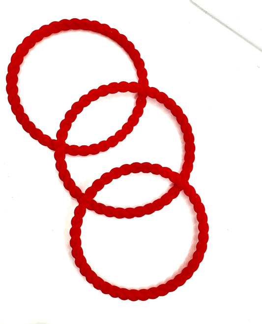 Women’s Braided Silicone Bracelet - Stackable Red