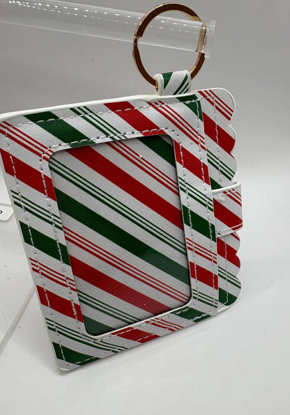 Red/Green Striped  Keychain Wallet
