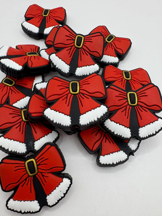 Santa Bow Silicone Focal Bead