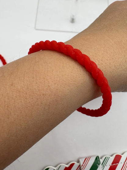 Women’s Braided Silicone Bracelet - Stackable Red