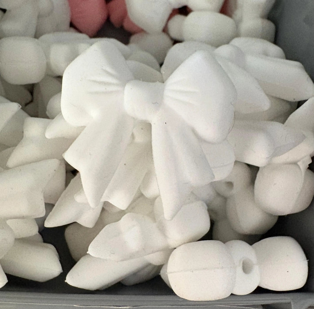 White Bow Silicone Focal Bead