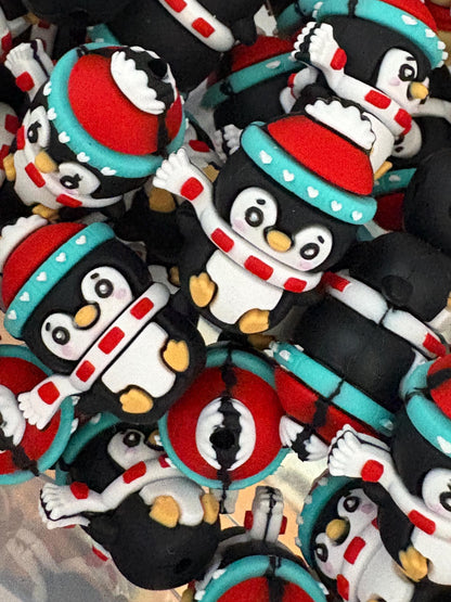 Penguin 3D Silicone Focal Bead