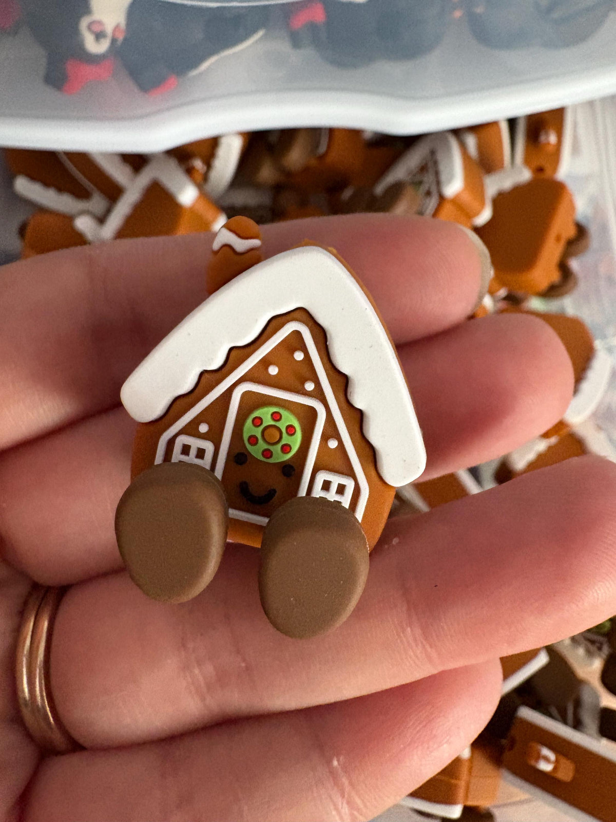 Gingerbread House 3D Silicone Focal Bead