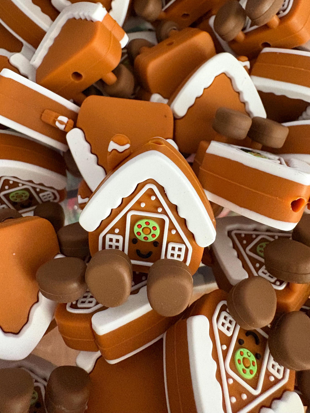 Gingerbread House 3D Silicone Focal Bead